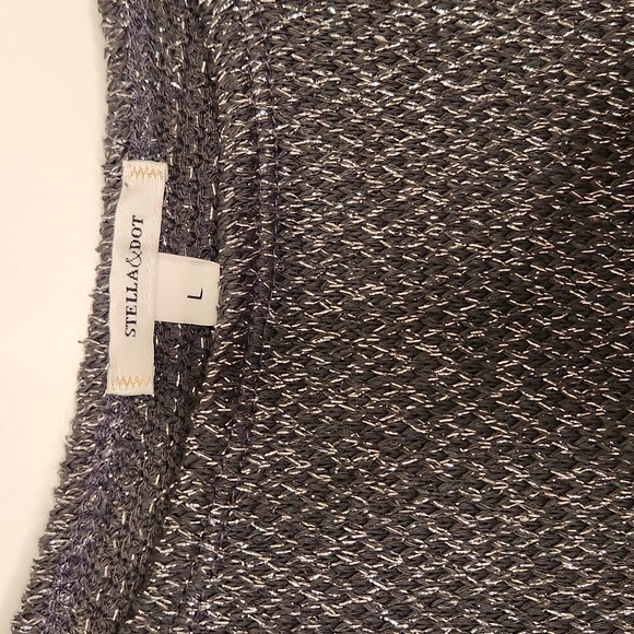 Stella & Dot Silver thread Asymmetrical top - Picture 3 of 5